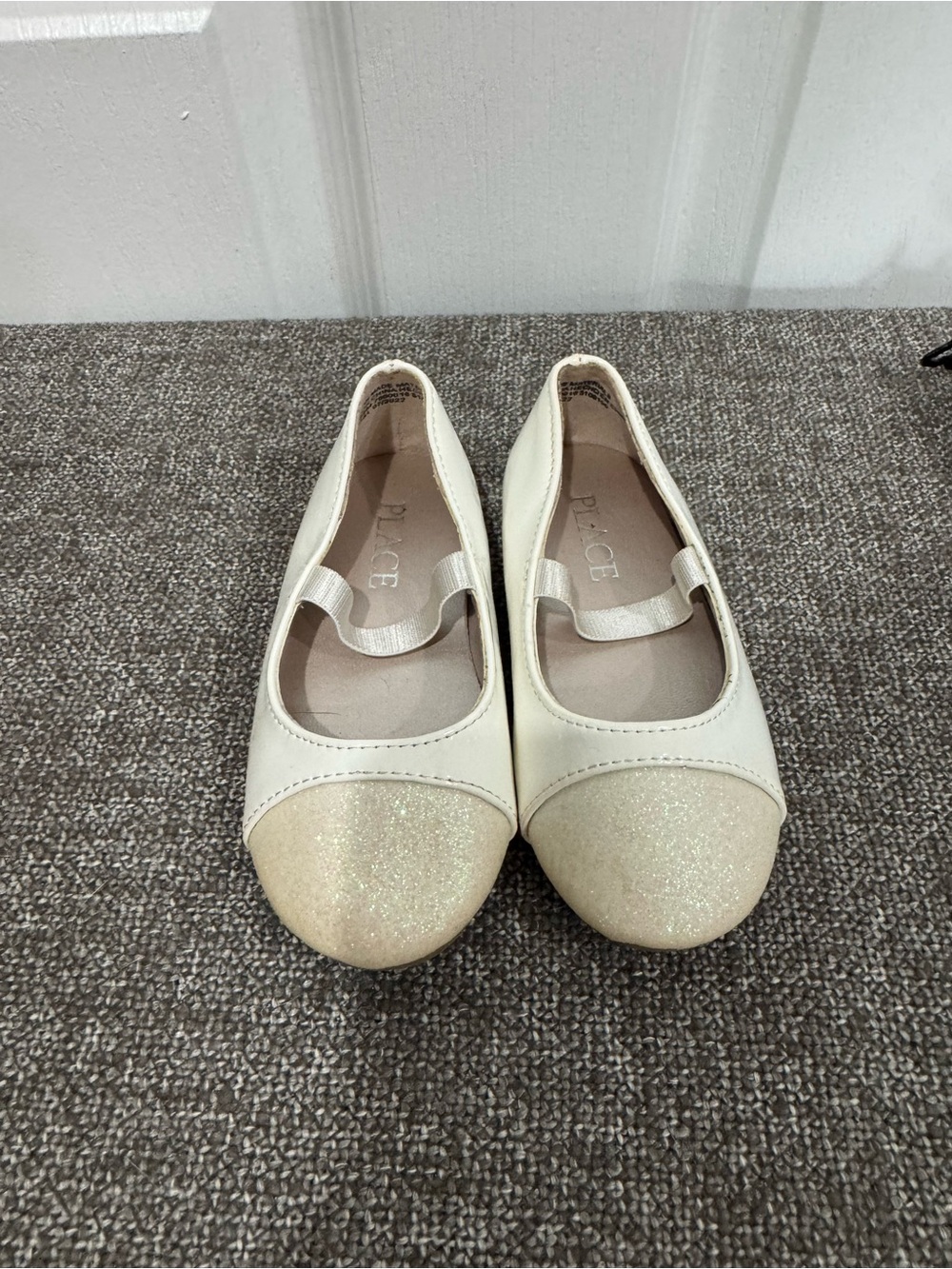 The Children's Place Cream Glitter Toe Mary Jane Flats